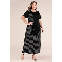 SEGUEN Strandkleid Gestreiftes Patchwork-Kleid für Damen in großen Größen (Lockeres, langes Kleid, das den Bauch bedeckt) von SEGUEN