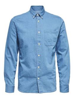 Selected Homme Herren SLHREGRICK Shirt LS S NOOS Hemd, Medium Blue Denim, S von SELECTED HOMME