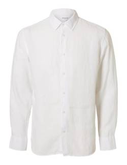 Selected Homme Herren Slhregkylian-Linen Shirt Classic Noos Langarmhemd, Weiß, XL EU von SELECTED HOMME