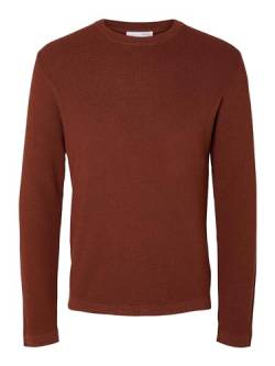 SELETED HOMME Herren SLHROCKS LS Knit Crew Neck W NOOS Pullover, Cherry Mahogany/Detail:Burnt Henna Twist, X-Large von SELECTED HOMME