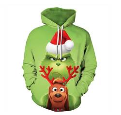 SENTOYA Grinch Weihnachten Hoodie Kinder Sweatshirt Pullover Kapuzenpullover Spaß Langarm Casual Jumper Bequemes Für Kinder Erwachsener Herren Damen (DE/NL/SE/PL, Alphanumerisch, L, Stil B) von SENTOYA