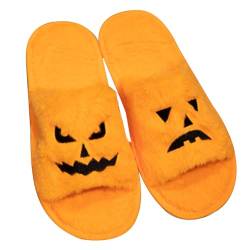 Halloween Hausschuhe, bequeme Halloween Schuhe, Plüsch Hausschuhe, Halloween Hausschuhe, bequeme und atmungsaktive Hallowe Schuhe, 1, Arancione 42-43 von SENZZ