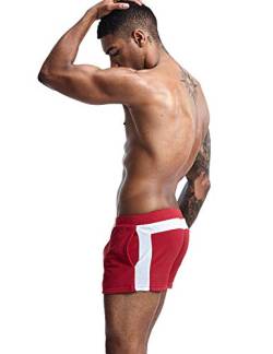 SEOBEAN Mens Low Rise Sports Training Smooth Pile Furry Shorts (Large / 79-84cm, 90507 Rot) von SEOBEAN