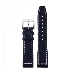 SERDAS Italienisches Kalbslederarmband für IWC Pilot IW378003 IW328203/205/201 Mark 20 Echtleder-Uhrenarmband 20 21 mm Schnellverschluss-Armband(Blue-silver pin,20mm) von SERDAS