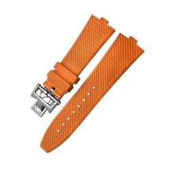 SERDAS Konvexe Uhrenarmbänder aus Fluorkautschuk, 24 x 7 mm, passend für Vacheron Constantin Overseas, Schnellverschluss-Silikonarmband mit Schraubschnalle(Orange) von SERDAS