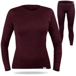 SES Thermounterwäsche Damen Set 38 Bordeaux aus 75% Baumwolle & 25% Polyester/Atmungsaktive & Langlebige Thermounterwäsche für Damen/Thermowäsche Damen für Wärme und Komfort von SES