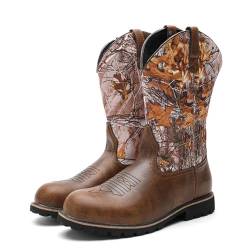 SFSSWSRYDF Bestickte Western Cowboystiefel Herren Vintage Cowboy Motorradstiefel Runde Zehenkappe Rutsch Auf Stich Entwurf Schleifmaschinen Stiefel,A Leaves,37 EU von SFSSWSRYDF