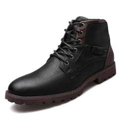 SFSSWSRYDF Schnürstiefeletten Herren Leder Kurzschaft Stiefel Klassische Chukka Boots Vintage Bequeme Mode-Stiefel,Schwarz,40 EU von SFSSWSRYDF