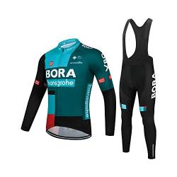 SGCIKER 2022 Team BORA Lange Ärmel Radtrikot Set, Herren Dünne Sonnenschutz Atmungsaktive MTB-Fahrradbekleidung Fahrrad Shirt Bike Clothing Gel Pad (2XL) von SGCIKER