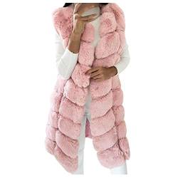 SGSD Fellweste Damen Kunstfell - Damen Kunstpelz Weste - Ärmellose Jacke Faux Pelz Weste Mantel Fellweste Lange Fell MäNtel Warm Faux Fur Cardigan Pelzweste Elegant Steppweste FüR Winter Herbst von SGSD