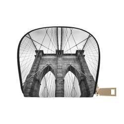 Brooklyn Bridge Damen-Geldbörse, PU-Leder, Kartenfach, Kreditkarten-Clip, Leder-Reißverschluss, Geldbörse, Münzgeldbörse, Aufbewahrungstasche, weiß, Einheitsgröße von SGZLZBWK