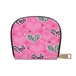 Rosa Love Heart Frauen PU Leder Shell Karte Tasche Kreditkarte Clip Leder Reißverschluss Geldbörse Münzbörse Aufbewahrungstasche, weiß, Einheitsgröße von SGZLZBWK