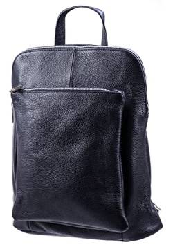 SH Leder 3in1 Handtasche Rucksack Damen Schultertasche Umhängertasche aus Echt genarbt Leder (B29cm x H35cm x T11cm) Leonie G688 (Dunkelblau) von SH Leder