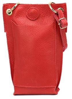 SH Leder Damen Echtleder Umhängetasche Handytasche Geldbörse Multifunktion Beutel Mini Bote Abnehmbar Verstellbar Schultergurt Handy bis 6,8 Zoll 14x20cm Jessy G298 (Rot) von SH Leder