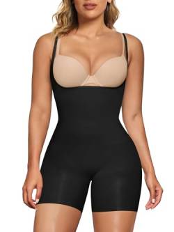 SHAPERX Shapewear Damen Body Figurformende Bodywäsche Miederbody Stark Formend Shaping Bodysuit, UK-SZ5258-Black-2XL/3XL von SHAPERX