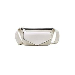 SHAPLE Bauchtasche PU. Leder Frauen Brusttasche Lässige Mode Taille Tasche Reise Kleine Umhängetasche Wild Reine Farbe Damen Gürtel Messenger Bag (Color : White) von SHAPLE