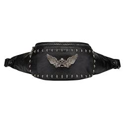 SHAPLE Bauchtasche Waist Belt Bag for Women Vintage Skull Rivet Leather Shoulder Bags Luxury Designer Waist Pack Bag Gothic von SHAPLE