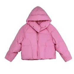 SHAPLE Daunenjacke Damen Daunenjacken Winter Baggy Verdickung Warme Blase Damen Cropped Coat Cotton Padded Outwear (Color : Pink, Size : L) von SHAPLE