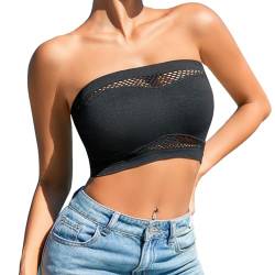 SHARICCA Trägerloser Bandeau BH Damen Gepolstert Trägerlos BH mit Rutschfester Nahtlose Ohne Bügel Bralette für Frauen Dehnbar Brust Wickeln(Schwarz-1P01-M) von SHARICCA