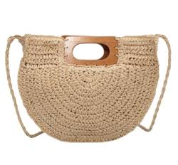 Damen Henkeltaschen, Sommer Stroh Taschen Strand Tasche Rattan Gewebt Strand Runde Handtasche Frauen Einfache Handtaschen(A) von SHCHNA