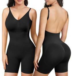 SHEKINI Body Damen Elegant Rückenfreier Body mit Bein Shapewear Bodysuit Bauchweg Formender V-Ausschnitt Tank Oberteil Top Butt Lifter Sommer Jumpsuit Body Shaper von SHEKINI