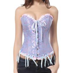 SHEKINI Korsett Damen Bustier Lace Up Waist Cincher Satin Corsage Damen mit Tanga String Unterbrust Korsage Crop Top Body Shaper Bauchweg Corset Top Übergröße von SHEKINI