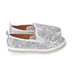 SHERCHPRY 1 Paar lässige Loafer mit Pailletten loafsies Sequin Plateau-Sneaker für Damen lässige Sneaker für Damen Sportschuhe Damen atmungsaktive Schuhe Dicke untere Schuhe hochwertige PU von SHERCHPRY