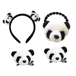 SHERCHPRY 4 Stück Panda Haarschmuck Set attraktives Panda-Stirnband Haargummis Haarklammer Haarspangen Haarband Haar Seil Dekor Erdfarben Kopfbedeckung erröten Haarnadel von SHERCHPRY