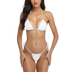 SHERRYLO Tanga-Bikini, Badeanzug für Damen, brasilianisches Unterteil, Triangel-Bikini - Wei - Small von SHERRYLO