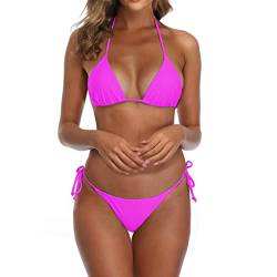 SHERRYLO Tanga-Bikini, Badeanzug für Damen, schwarz, brasilianischer String-Bikini, Badeanzug, dreieckiges Top, Badeanzüge, Badeanzüge, Fuchsia, Large von SHERRYLO