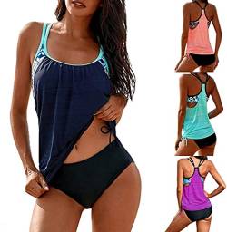 Zweiteiliges Tankini-Set mit seitlicher Raffung, Tankini-Badeanzüge für Frauen mit Shorts, seitlich gerüscht, zweiteiliges Bikini-Set, Badeanzug für Frauen sexy Gr. XXL, blau - peacock blue von SHIJIAN