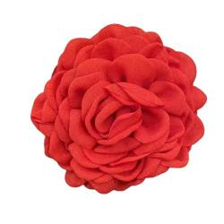 Haarklammer für Damen, Blume, 3D-Stoffdekor, Clip, Hinterkopf, groß, Duschhai, Rot von SHINROAD