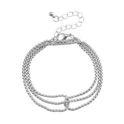 SHINROAD Damen-Armband, Schmuck, mehrlagig, verheddert, Metall, Hip-Hop, Punk, kalter Stil, verstellbarer Karabinerverschluss, glatt, Party, Club, Weiß, B, B, Metall, Sekundärer Stein von SHINROAD