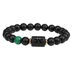 SHINROAD Elastisches Armband Achat-Schmuck, Unisex, Sternbild, natürliche Perlen, Riemen, Sternzeichen, Entfernung, Freundschaft, Gebet, Segen, gut, 19 cm, Kunstkristall, Sekundärer Stein von SHINROAD