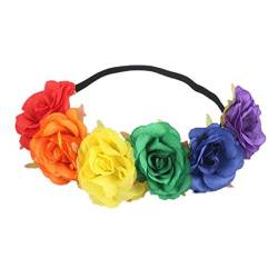 Regenbogen Haarkranz Gay Pride Stirnband Regenbogen Blume Stirnband Rose Blume Kopfstück Pride Haarzubehör für Pride Party Style 2 von SHITOOMFE