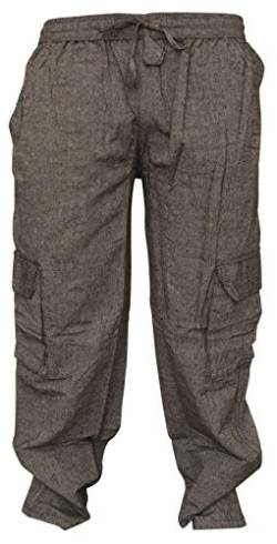 SHOPOHOLIC FASHION Herren Schlicht Hanf Hippie Kampfhose, (Dunkelgrau, M) von SHOPOHOLIC FASHION