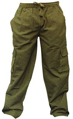 SHOPOHOLIC FASHION Herren Schlicht Hanf Hippie Kampfhose, (Grün, 3XL) von SHOPOHOLIC FASHION