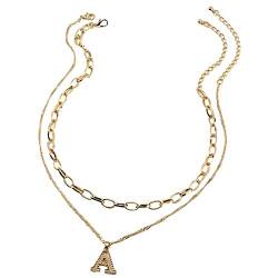 Halskette for Damen, zierliche mehrschichtige Halskette, amerikanische Mode, Buchstaben-Halskette, Schlüsselbein und doppellagige europäische englische Halsketten und Anhänger, Mädchen-elegante Y-Anhä von SHOUKAII