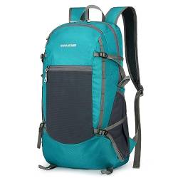 SHUAIGUO Leichte Packable Reiserucksack Zusammenfaltbare Rucksack Outdoor Sport Rucksäcke Tasche Männer Frauen, Leichter Faltbarer Rucksack für Radfahren Camping Wandern (Seeblau) von SHUAIGUO