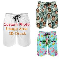 SHUIBIAN MAOYUTOU 3D Druck Logodruck Eigenes Foto Custom Personalisierte Herren Badehose Badeshorts Schnell Trocknend Boardshorts Freizeit Short Schwimmhose von SHUIBIAN