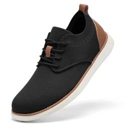 SHULOOK Herren Atmungsaktive Sommerschuhe Leichte Oxfords Schuhe Sommer Casual Lace Up Dress Schuhe Gestrickte Sneakers (Schwarz 45.5) von SHULOOK