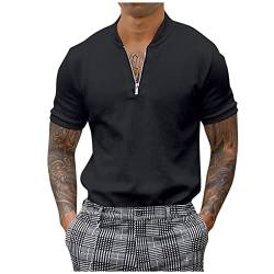 Hemd Gentelman Kurz Polyester Modische Shirts V Ausschnitt Park Festlich Rüschen Schlicht Hemder Herren Kurzärmlige Lauschig Taillierte Schwarz von SHZFGUI