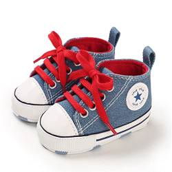 SIFANGPING Lauflernschuhe Baby rutschfeste und atmungsaktive 0-18M Canvas-Schuhe mit weicher Sohle für Jungen und Mädchen EU 18 Blau von SIFANGPING