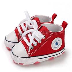 SIFANGPING Lauflernschuhe Baby rutschfeste und atmungsaktive 0-18M Canvas-Schuhe mit weicher Sohle für Jungen und Mädchen EU 18 Rot von SIFANGPING