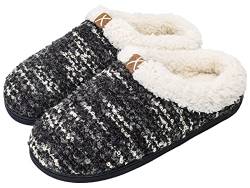 SIKELO Damen Hausschuhe Winter Warm Plüsch Pantoffeln Memory Foam Pantoffeln Weich Bequem Rutschfeste Schuhe für Drinnen Draußen Blk 38-39 von SIKELO