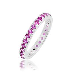 925 Sterling Silber Natürlicher rosa Saphir September Geburtsstein Eternity Silber Ehering für Sie 57 (18.1) von SILCASA