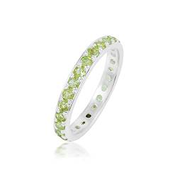 925 Sterling Silber natürlicher Peridot, Geburtsstein für August, Silberner Ehering für sie 53 (16.9) von SILCASA