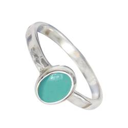 SILVERNROCK Aqua-Chalcedon-Ring aus massivem 925er-Sterlingsilber, Stein-Bandring, handgefertigt, für Herren und Damen, Schmuck ERG1080CE_75 (23.9) von SILVERNROCK