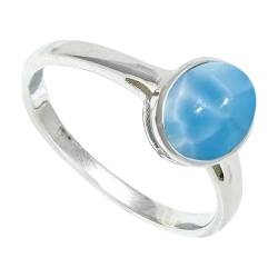 SILVERNROCK Larimar-Ring aus massivem 925er-Sterlingsilber, Stein-Bandring, handgefertigt, für Herren und Damen, Schmuck ERG1156BF_51 (16.2) von SILVERNROCK