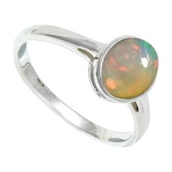 SILVERNROCK Opal-Ring aus massivem 925er-Sterlingsilber, Stein-Bandring, handgefertigt, für Herren und Damen, Schmuck ERG1156BE_63 (20.1) von SILVERNROCK